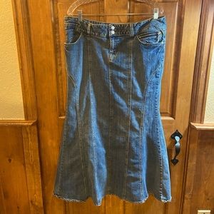 Vintage Bisou Bisou Mermaid Denim Maxi Skirt -14